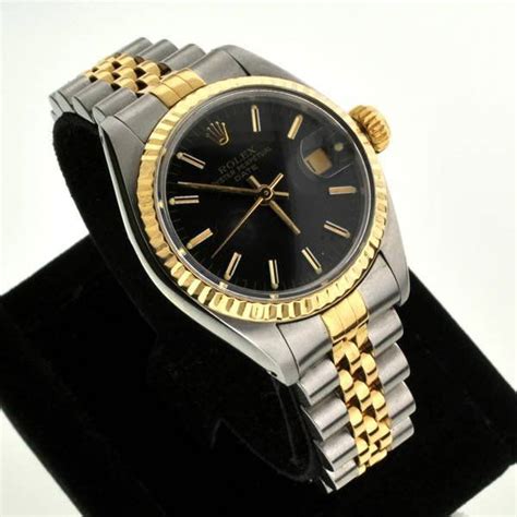 ladies rolex oyster perpetual black face